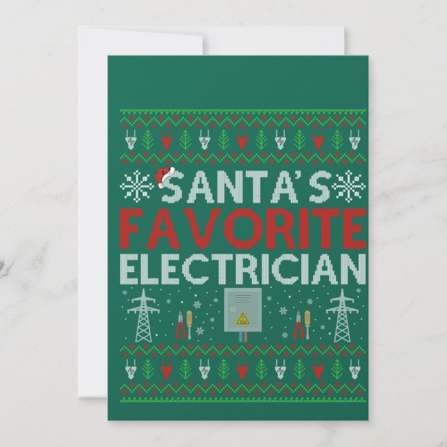 Invitación Ugly Electrician Xmas Gift Santa Loves Electrician (Anverso)