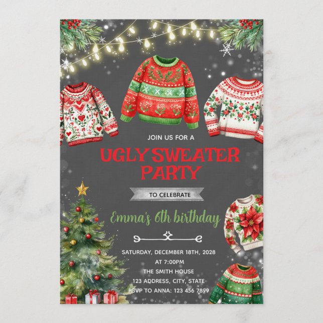 Invitación Ugly Sweater Christmas Invitation (Anverso)
