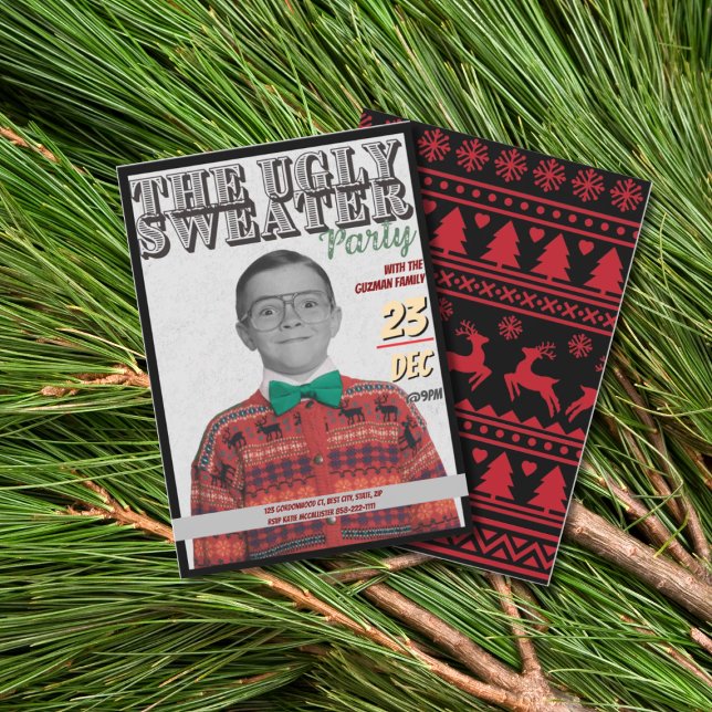 Invitación Ugly Sweater Christmas Party Vintage Red  (Subido por el creador)
