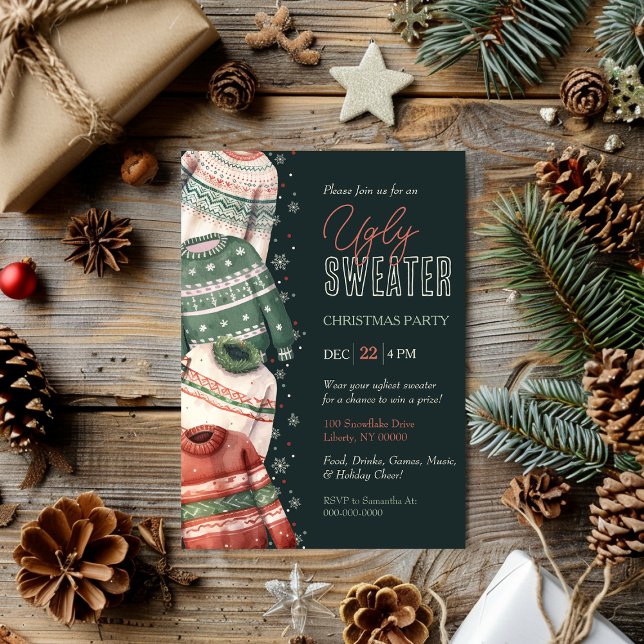 Invitación Ugly Sweater Holiday Christmas Party (Subido por el creador)