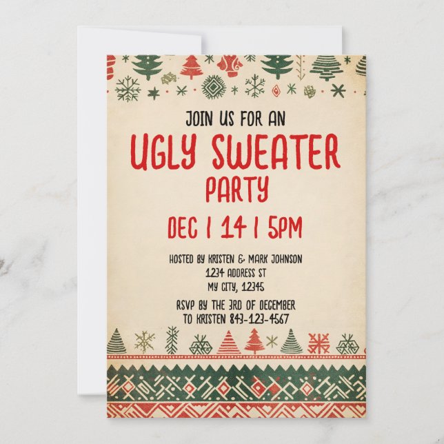 Invitación Ugly sweater Invitation | Christmas Holiday Invite (Anverso)