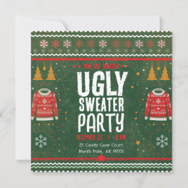 Invitación Ugly Sweater Party – Green Gold Holiday Fun
