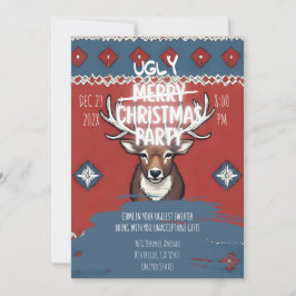 Invitación Ugly Sweater Reindeer Christmas Party Invitation