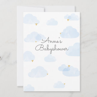 Invitación Uitnodiging babyshower jongen wolken lichtblauw