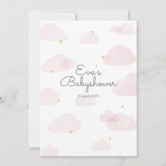 Invitación Uitnodiging babyshower meisje roze wolken