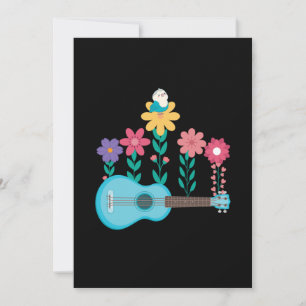 Invitación Ukulele Guitar Flores Música Acústica Regalo de Ba