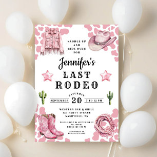 Invitación Última Bachelorette de Rodeo Rosa Moderna