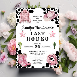 Invitación Última Bachelorette de Rodeo Rosa Moderna