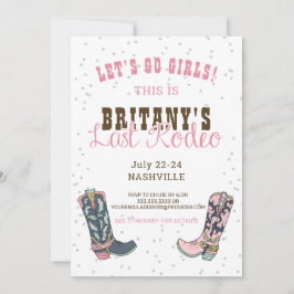 Invitación Última Bachelorette Rodeo Rosa de Nashville