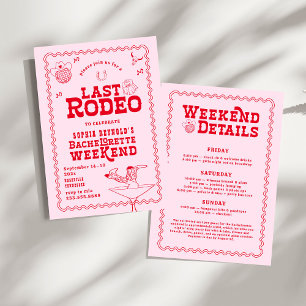 Invitación Última Bachelorette Rodeo Rosa y Roja