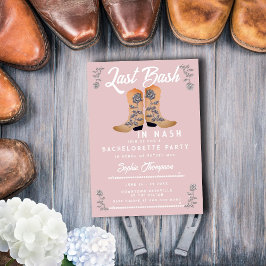 Invitación Última Bash Nash Cowgirl Boots Rosas Bachelorette