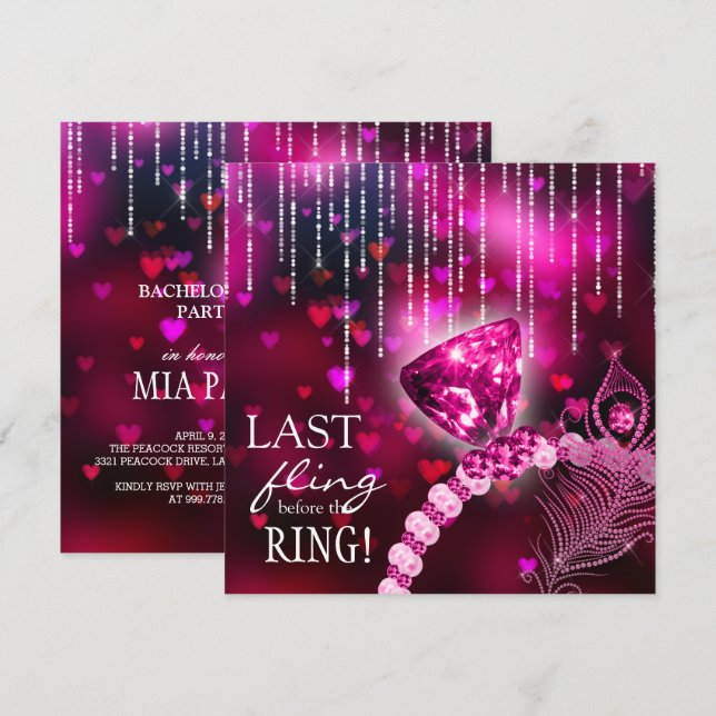 Invitación Última caída antes del anillo rosado de la bachill (Anverso / Reverso)