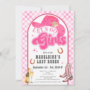 Invitación Última Chica de Rodeo Rosa Go Bachelorette Itinera