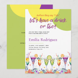 Invitación Última Cocktails Fiesta Bachelorette Bridal Shower