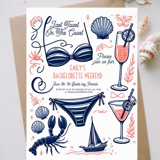 Invitación Última costa tostada Bachelorette Weekend (Subido por el creador)