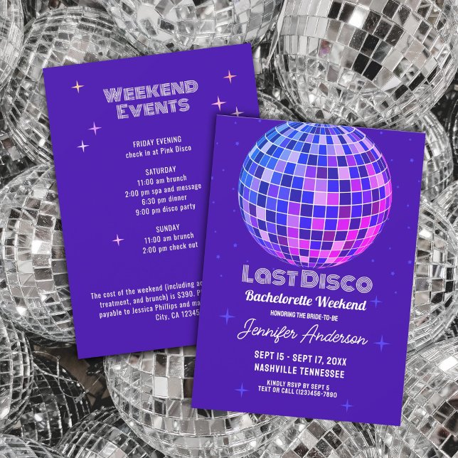 Invitación Última disco 70 Retro Space Bachelorette Weekend (Subido por el creador)
