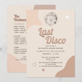 Invitación Última Disco Bachelorette Retro 70 Itinerario Fin 