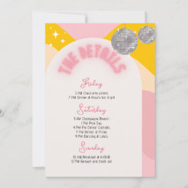 Invitación Última Disco Bachelorette Weekend Itinerario