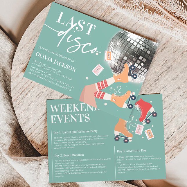 Invitación Última Disco Retro Bachelorette Party Itinerario (Subido por el creador)