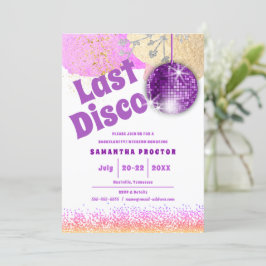 Invitación Última disco retro glam morada dorada bachillerato