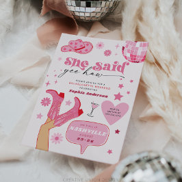 Invitación Última disco Rodeo Bachelorette Party Nash Bash