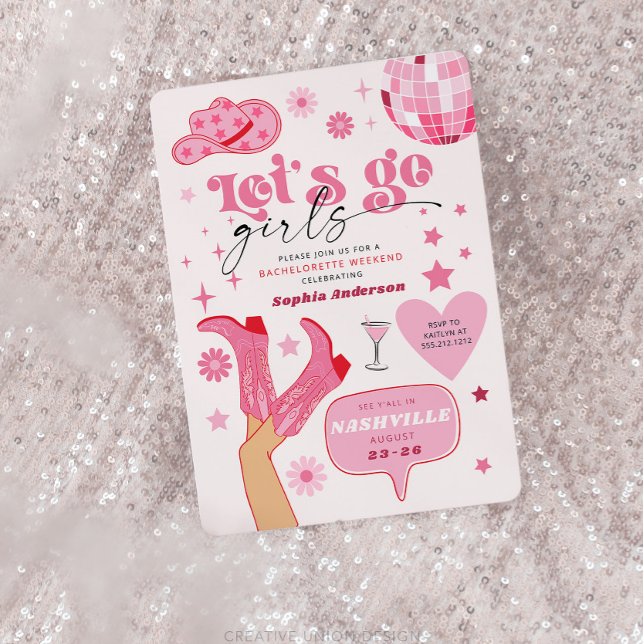 Invitación Última disco Rodeo Bachelorette Party Nash Bash (Subido por el creador)