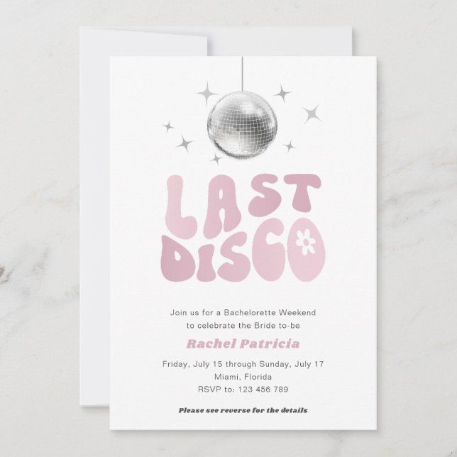 Invitación Última disco, simple bachillerato retro moderno (Anverso)