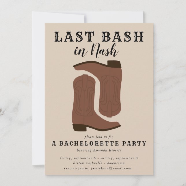 Invitación Última discusión en Nash Bachelorette Boots Invita (Anverso)