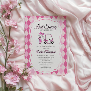Invitación Última ducha de novia de golf rosa rosado de Argyl