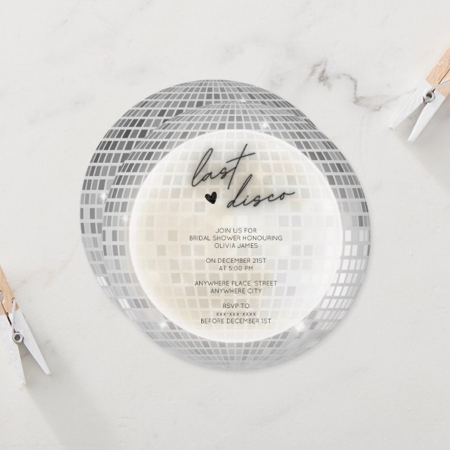 Invitación Última ducha disco de novia retro (Anverso/Reverso In Situ)