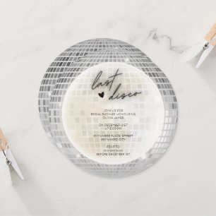 Invitación Última ducha disco de novia retro