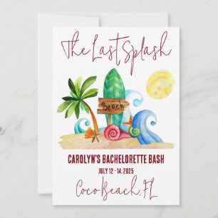 Invitación Última Esplash, Playa, Fiesta De Bachelorette De S
