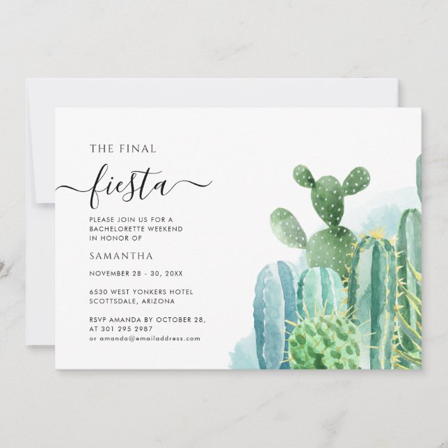 Invitación Última Fiesta Bachelorette Fiesta Itinerario Fin d (Anverso)