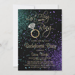 Invitación Última fiesta de Bachelorette en Verde azulado y m