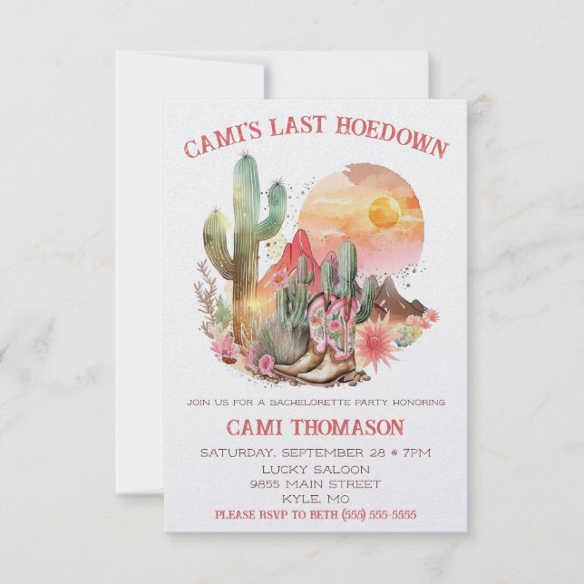 Invitación Última reunión, occidental, fiesta de Bachelorette (Anverso)
