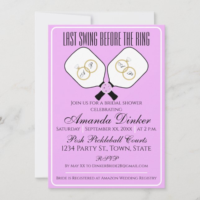 Invitación Última reyerta ante el Boda de anillo Pickleball I (Anverso)