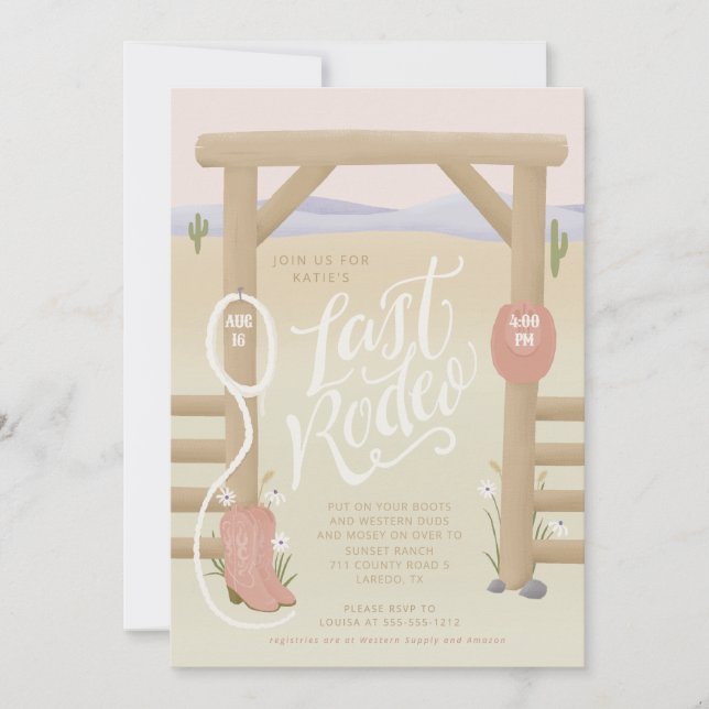Invitación Última rodeo de cowgirl Bridal Shower/Bachelorette (Anverso)