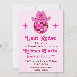 Invitación Última rodeo rosada discoteca Bachelorette