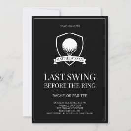 Invitación Última ronda de golf de soltero en blanco y negro