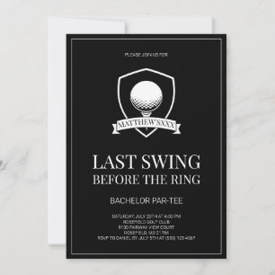 Invitación Última ronda de golf de soltero en blanco y negro