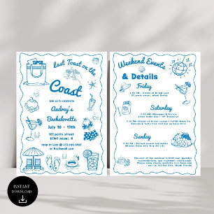 Invitación Última Tostada Azul En La Costa De La Bachelorette