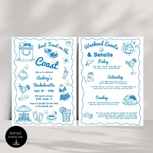 Invitación Última Tostada Azul En La Costa De La Bachelorette