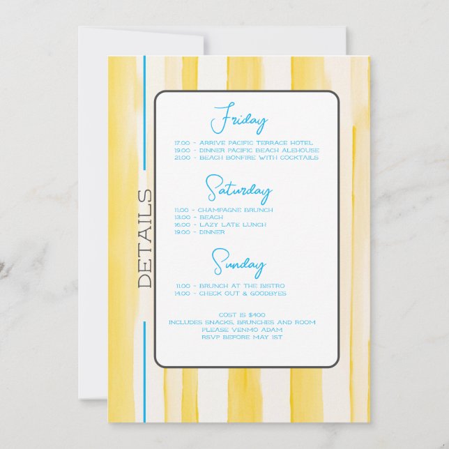 Invitación Última Tostada En El Fin De Semana De Bachelorette (Reverso)