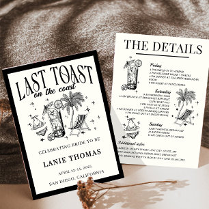 Invitación Última tostada en la Bachelorette Itinerario de Co