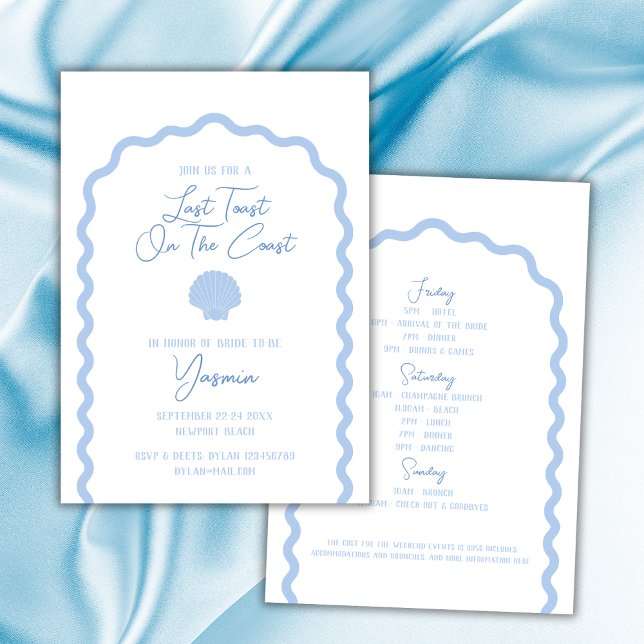 Invitación Última Tostada En La Bachillerato De La Costa (last toast on the coast bachelorette party invitation seashell beach destination weekend itinerary)