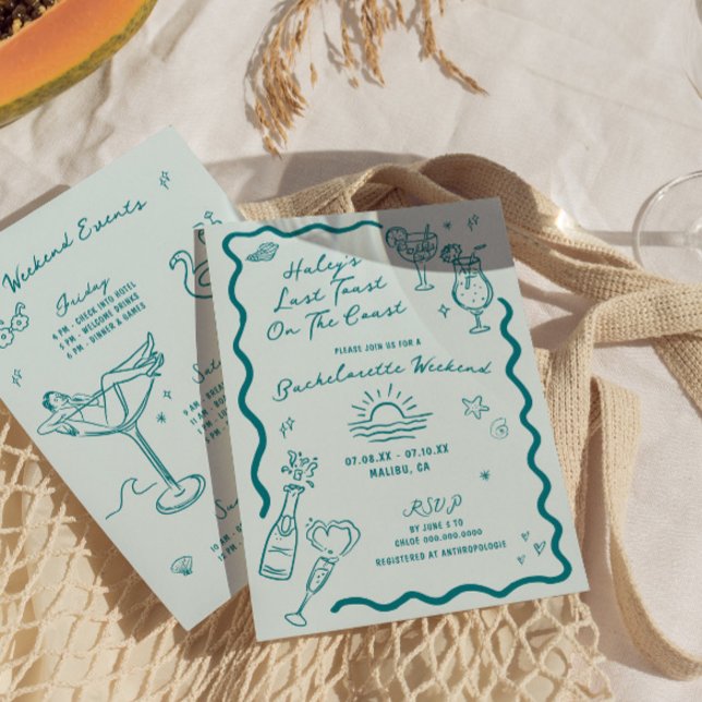 Invitación Última Tostada En La Costa Aqua Bachelorette Weeke (Subido por el creador)