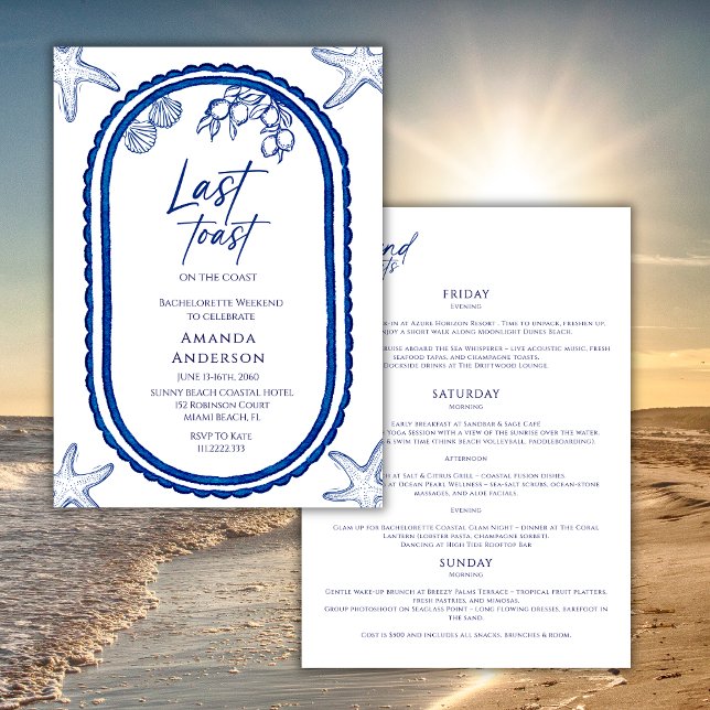 Invitación Última Tostada En La Costa Beach Bechelorette Week (Subido por el creador)