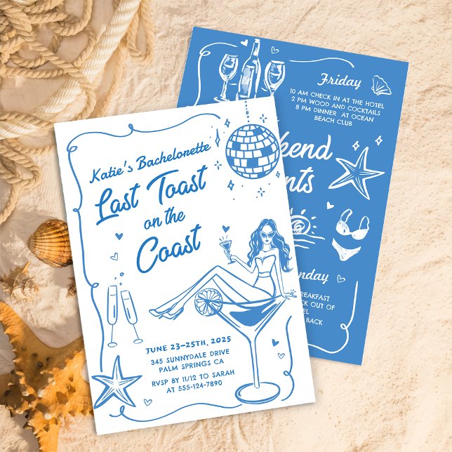 Invitación Última Tostada En La Costa Blue Bachelorette Weeke (Subido por el creador)