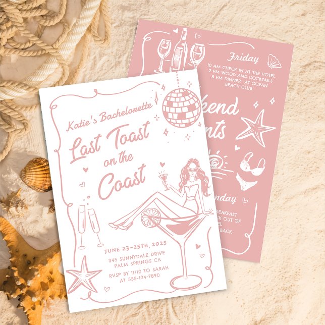Invitación Última Tostada En La Costa De Bachillerato Rosa Fi (Subido por el creador)