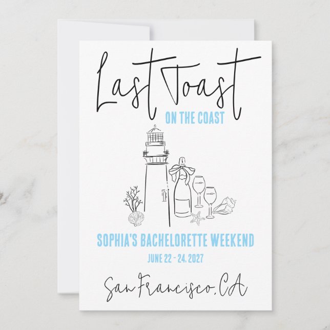 Invitación Última tostada en la fiesta de soltera de fin de s (Anverso)